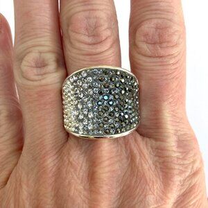 Chelsea Taylor Sterling Silver 925 Swarovski Crystal Ombre Wide Band Ring 9.75